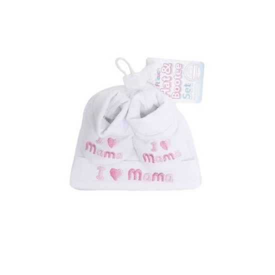 Set caciulita si botosei I love mama - fetita