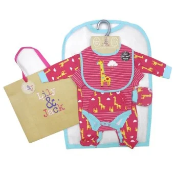 Set cadou hainute 5 piese fetita model girafa si punga cadou