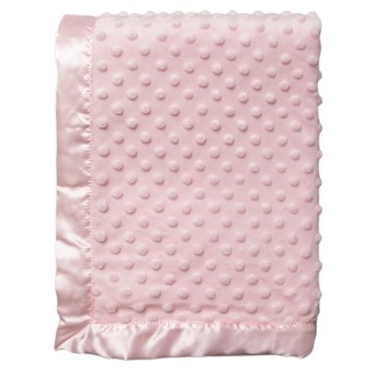 Paturica bebelusi roz cu satin - moale si eleganta 75x75 cm