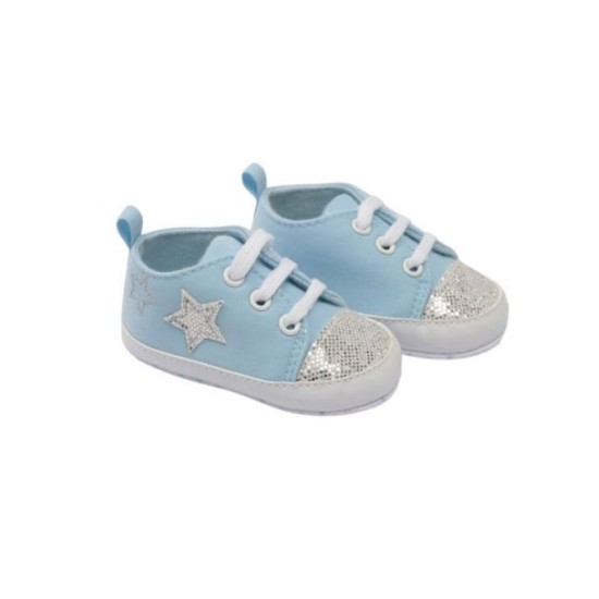 Pantofiori bebe bleu cu ursulet Soft Touch