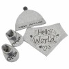 Set cadou bebelusi 3 piese gri Hello World