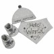 Set cadou bebelusi 3 piese gri Hello World