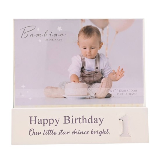 Rama foto tip block Bambino by Juliana 1st Birthday mesaj Happy Birthday micuta stea