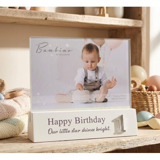 Rama foto tip block Bambino by Juliana 1st Birthday mesaj Happy Birthday micuta stea
