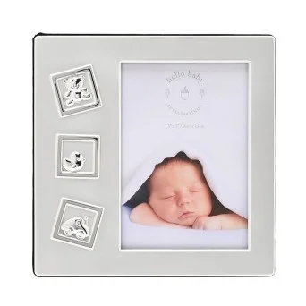 Rama foto argintata Hello Baby motive bebelusi