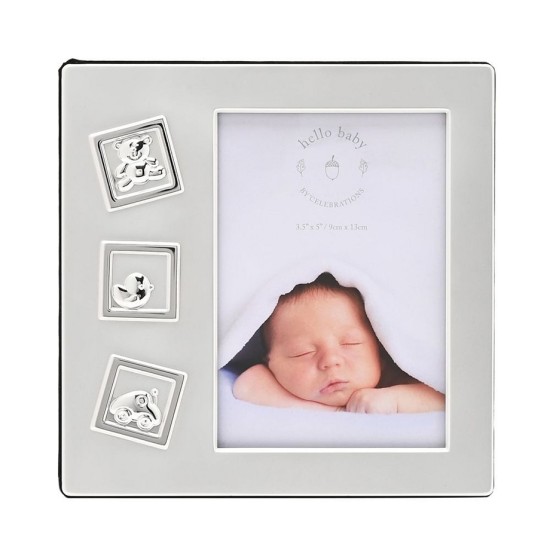 Rama foto argintata Hello Baby motive bebelusi