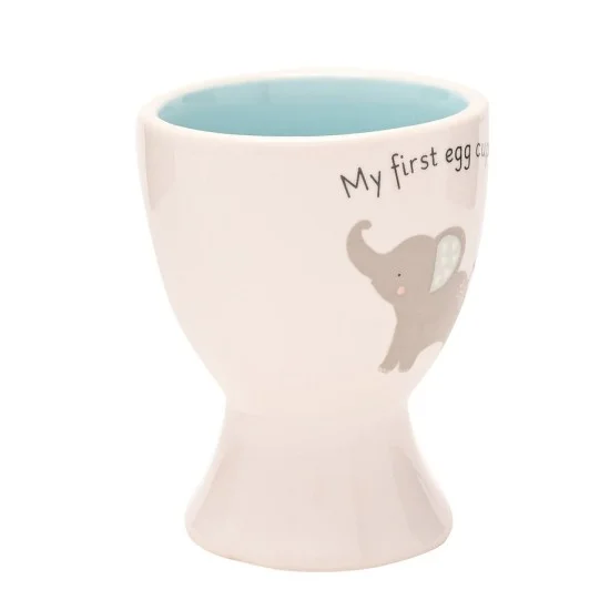 Set lingurita si suport pentru ou Hello Baby bleu