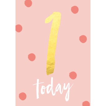 Felicitare cu buline pentru prima aniversare a fetitei