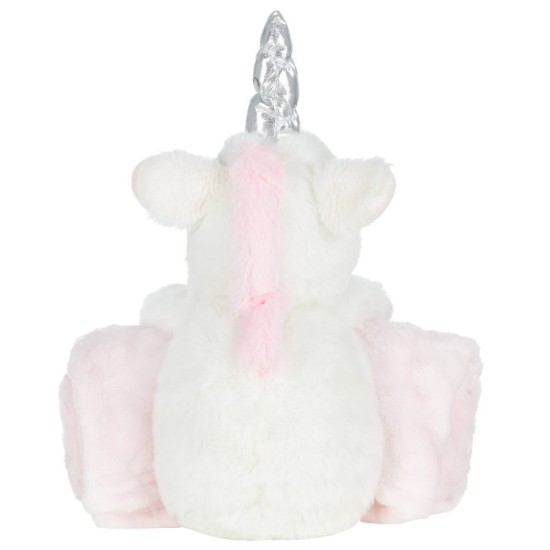 Set cadou pentru bebelusi cu jucarie plus si paturica - model unicorn krbaby.ro