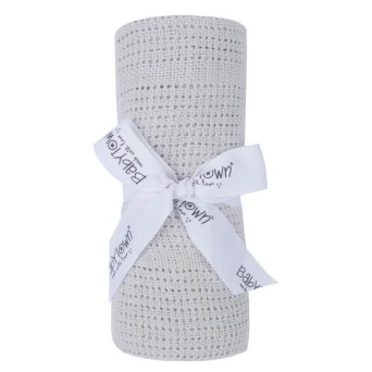 Paturica celulara bebelusi din bumbac Baby Town gri 70x90 cm