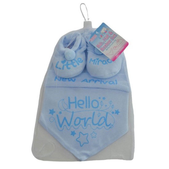 Set cadou 3 piese bleu Hello World krbaby.ro