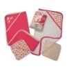 Set cadou 2 prosoape de baie cu gluga si 2 mini prosopele model fluturasi