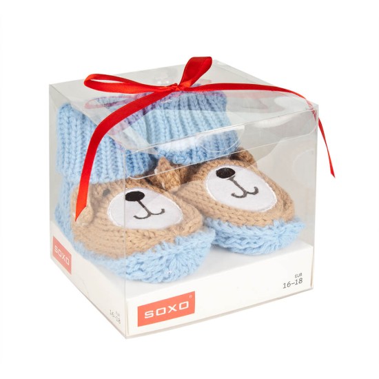 Botosei tricotati cu ursulet roz krbaby.ro