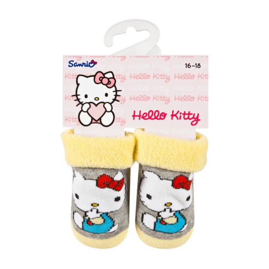Sosete bebe Hello Kitty - gri cu galben krbaby.ro