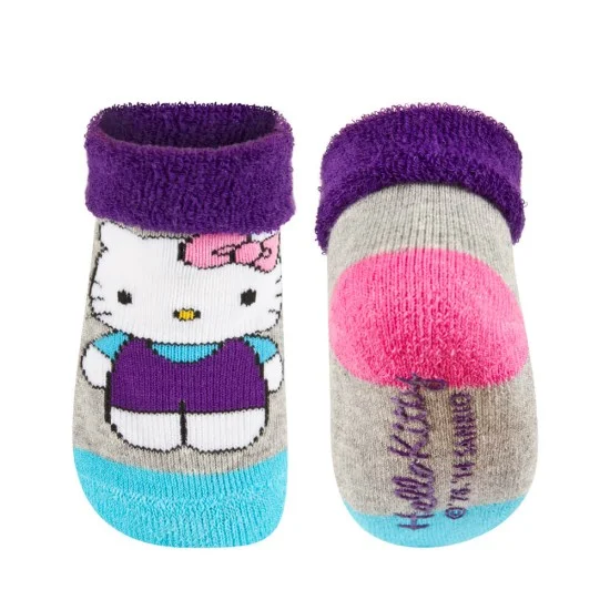 Sosete bebe Hello Kitty - gri cu mov krbaby.ro