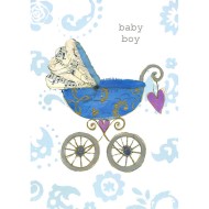 Felicitare carucior pentru baietel