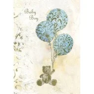 Felicitare vintage Teddy Balloon blue