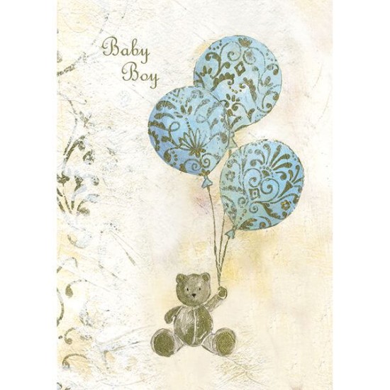 Felicitare vintage Teddy Balloon blue krbaby.ro