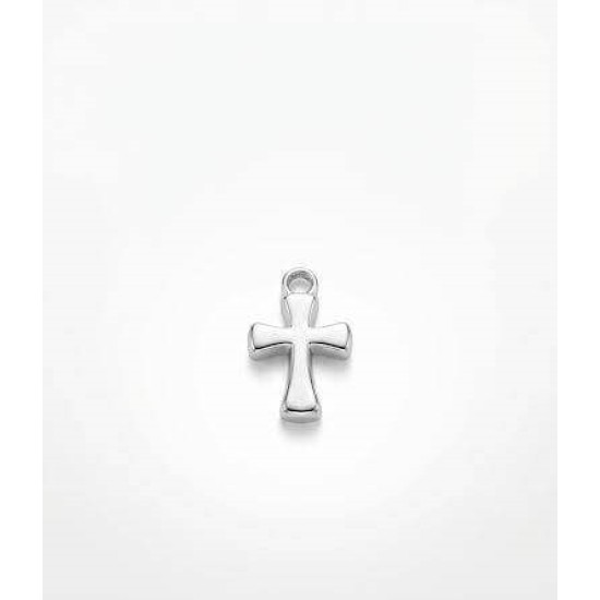 Cruciulita botez argintie fundita bleu organza