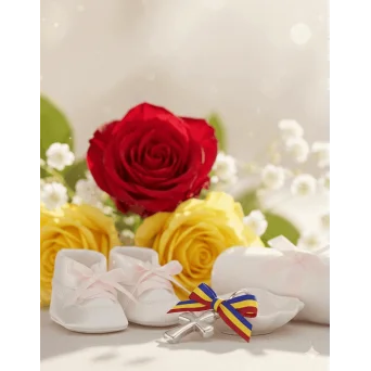 Cruciulita botez argintie fundita tricolora