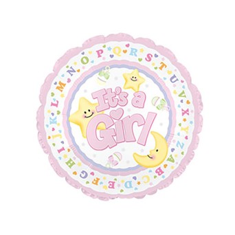 Balon din folie It is a Girl luna si stele 45 cm