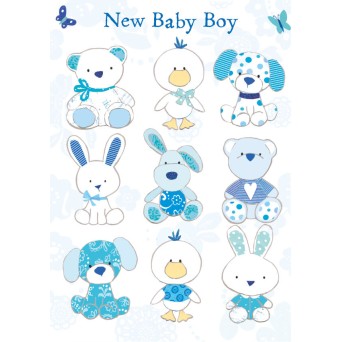 Felicitare animalute haioase New Baby Boy