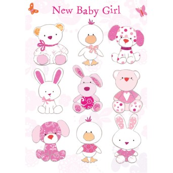 Felicitare animalute haioase New Baby Girl