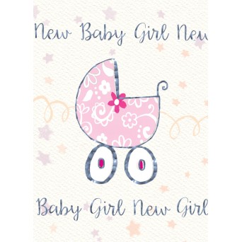 Felicitare cu floare si carucior New Baby Girl