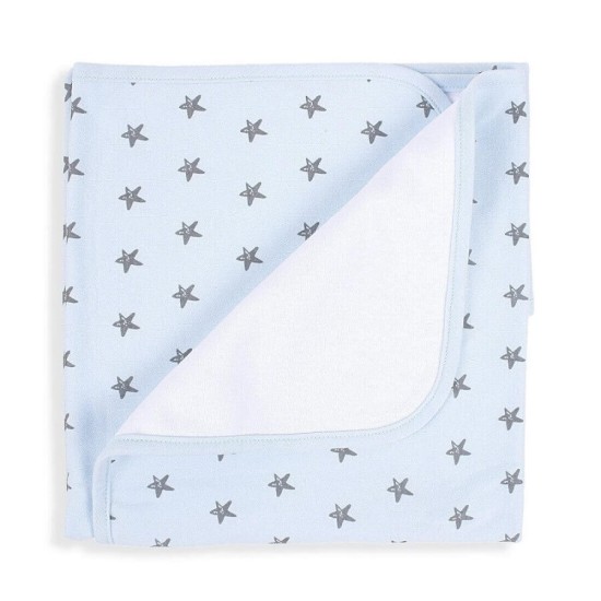 Paturica bebe din bumbac bleu cu stelute Inter Baby - in cutie cadou