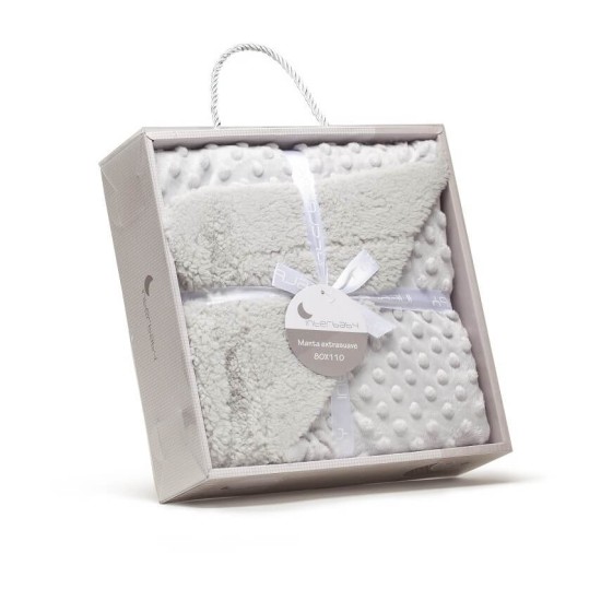 Paturica pufoasa pentru bebelusi Inter Baby gri - in cutie cadou