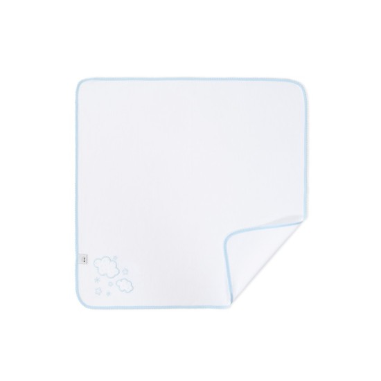 Paturica subtire din bumbac 60 x 65 cm Inter Baby alb si bleu - norisori