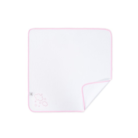 Paturica subtire din bumbac 60 x 65 cm Inter Baby alb si roz - norisori
