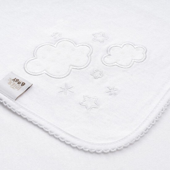 Paturica subtire din bumbac 60 x 65 cm Inter Baby alba - norisori