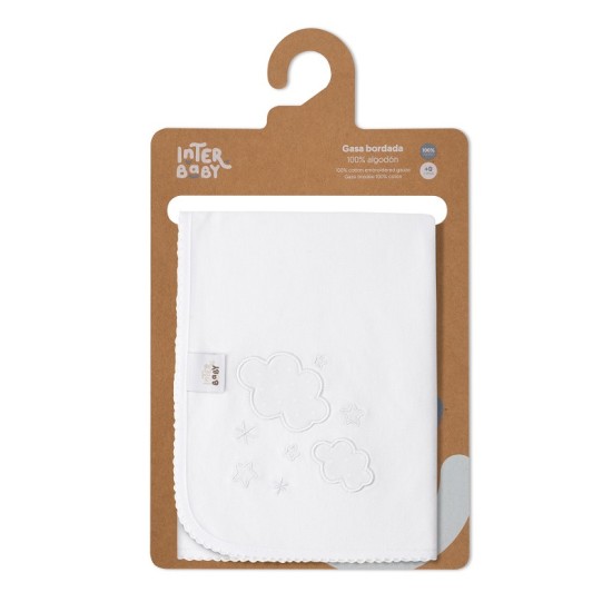 Paturica subtire din bumbac 60 x 65 cm Inter Baby alba - norisori