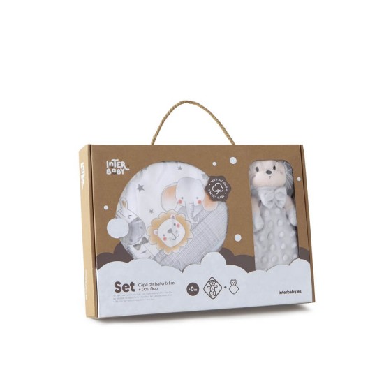 Set cadou bebe cu prosop baie si jucarie plus arici Inter Baby