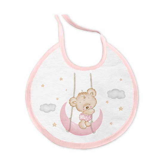 Set cadou bebelusi cu prosop baie si bavetica Inter Baby - ursulet roz