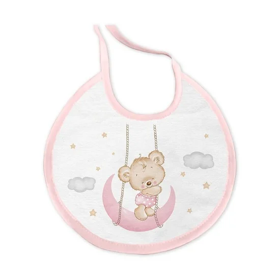 Set cadou bebelusi cu prosop baie si bavetica Inter Baby - ursulet roz