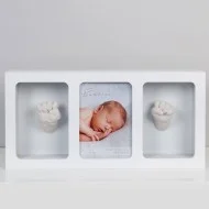 Kit amprenta bebe 3D manuta si piciorus cu rama foto Bambino by Juliana alba