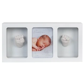 Kit amprenta bebe 3D manuta si piciorus cu rama foto Bambino by Juliana alba