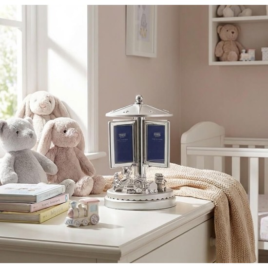 Carusel muzical argintat cu spatii pentru fotografii krbaby.ro