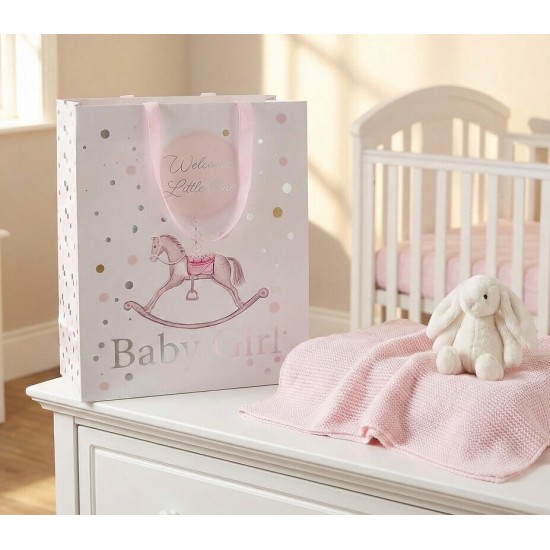 Punga cadou mare baby girl cu calut balansoar