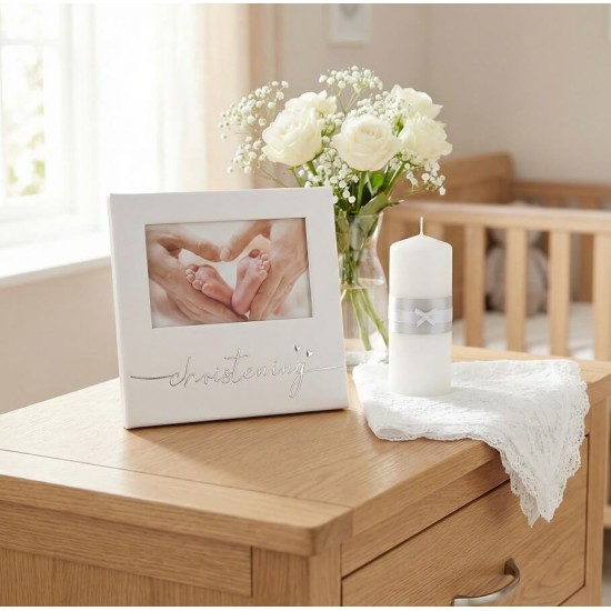 Rama foto botez Christening alba 10x15 cm