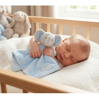 Jucarie de atasament tip comforter elefantel Baby Town bleu 38 cm