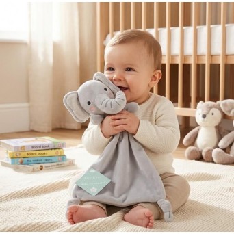 Jucarie de atasament cu etichete senzoriale Elefantel Hugs & Kisses