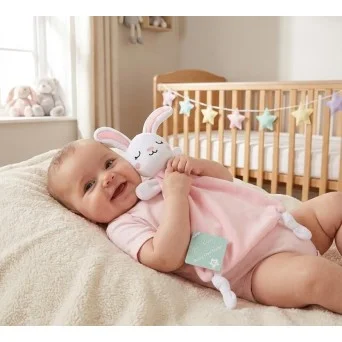 Jucarie de atasament cu etichete senzoriale Iepuras Hugs & Kisses