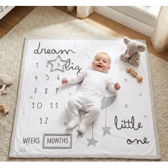 Paturica aniversara milestone bebelusi din bumbac Baby Town