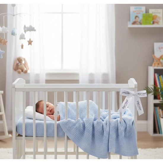 Paturica celulara din bumbac bleu Baby Town krbaby.ro