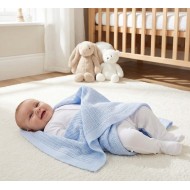 Paturica celulara premium din bumbac Baby Town bleu 70x105 cm