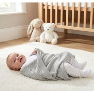 Paturica celulara premium din bumbac Baby Town gri 70x105 cm