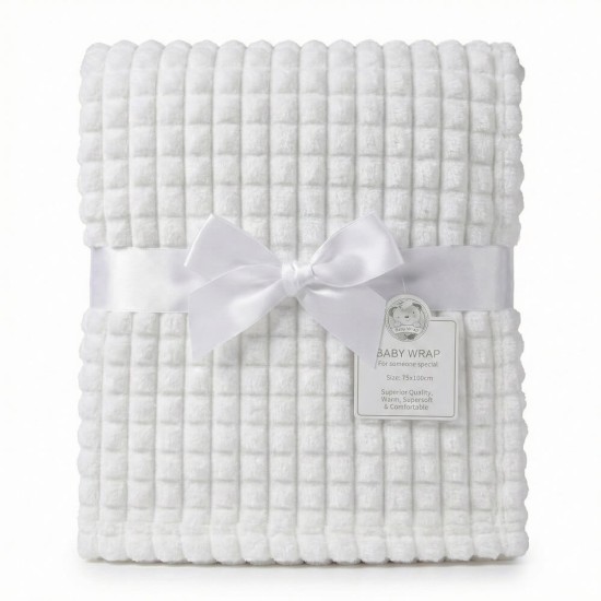 Paturica din jacquard pentru bebelusi Snuggle Baby - alba